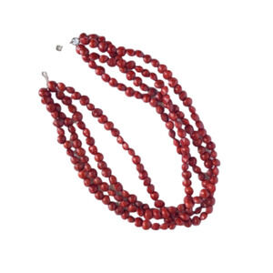 𝅺Four Strand, Red Seed Beaded Necklace